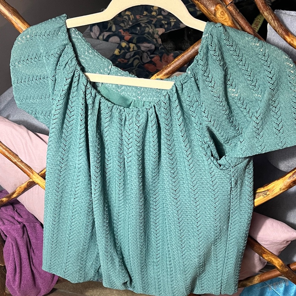 LOFT Teal Textured Blouse